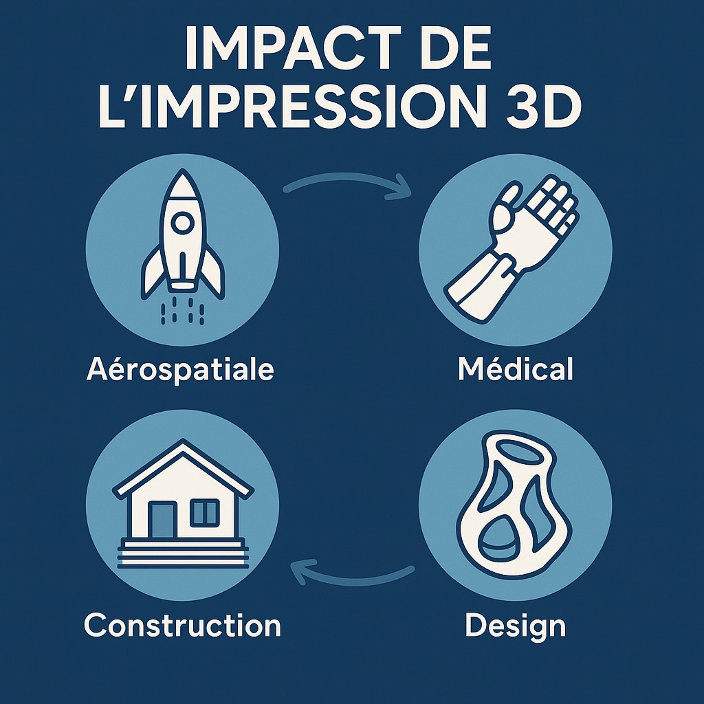 Impact de l'impression 3D sur plusieurs secteurs : aérospatial, médical, construction, design